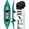 OCEANBROAD Inflatable Sit-in Kayak(NO HIN), 1 Person/2 Person Blow Up Kayak for Adults with Paddle, Kayak Seat, Pedal, Hand Pump and Bag, Blue/Sky Blue(Blue-13.5ft/2 seats)