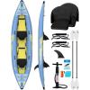 OCEANBROAD Inflatable Sit-in Kayak(NO HIN), 1 Person/2 Person Blow Up Kayak for Adults with Paddle, Kayak Seat, Pedal, Hand Pump and Bag, Blue/Sky Blue(Sky Blue-13.5ft/2 seats)