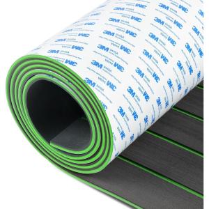 OCEANBROAD EVA Foam Boat Flooring with 3M Adhesive Backing Marine Self-Adhesive Decking 96”x45.6”/36”/28.8”/16.8”, 48”x16.8” Faux Teak Sheet for Jon Boats Swim Platform Helm Pad RV Floor(Dark Gray with Green Seam Lines)