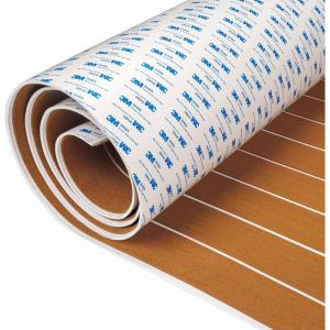 OCEANBROAD EVA Foam Boat Flooring with 3M Adhesive Backing Marine Self-Adhesive Decking 96”x45.6”/36”/28.8”/16.8”, 48”x16.8” Faux Teak Sheet for Jon Boats Swim Platform Helm Pad RV Floor(Brown with White Seam Lines)