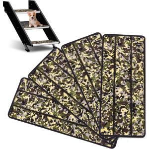 OCEANBROAD EVA Foam RV Step Cover 16”L x 6.5”W 4 Pack with Self Adhesive for Ladders Trailers Truck Campers Stair Treads, Camouflage Blue(Camo Green)