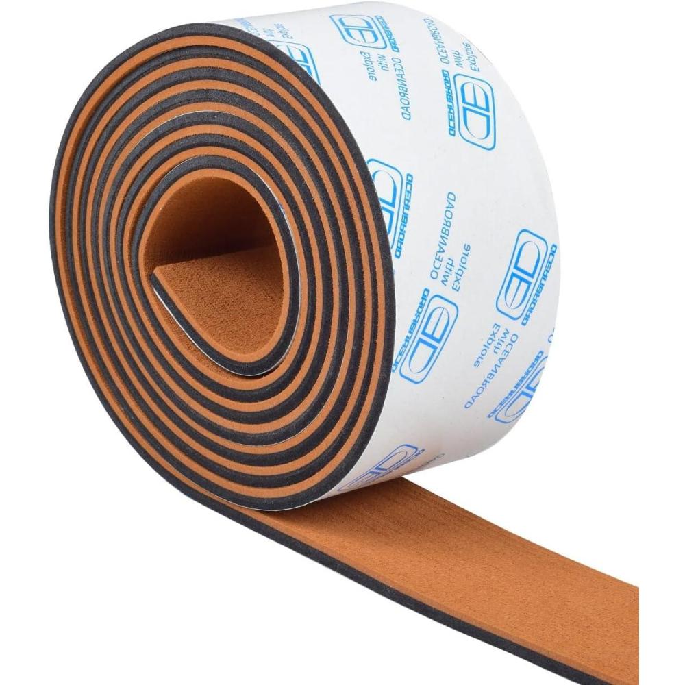 imageOCEANBROAD Boat Flooring EVA Foam SelfAdhesive 96x45636288168 Faux Teak Marine Boat Decking Sheet for Jon Boats Yacht FloorBrown with Black LinesBorders