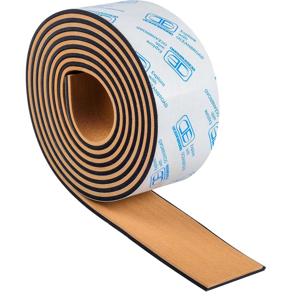 imageOCEANBROAD Boat Flooring EVA Foam SelfAdhesive 96x45636288168 Faux Teak Marine Boat Decking Sheet for Jon Boats Yacht FloorCamel Brown with Black Seam LinesBorders