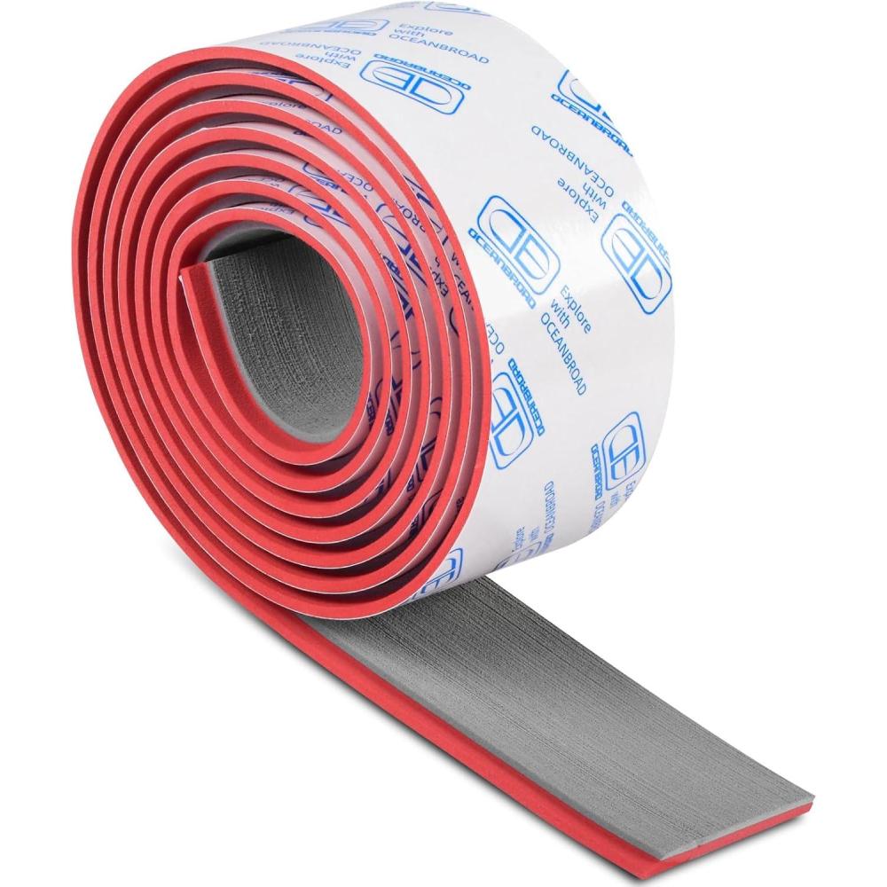 imageOCEANBROAD Boat Flooring EVA Foam SelfAdhesive 96x45636288168 Faux Teak Marine Boat Decking Sheet for Jon Boats Yacht FloorGray with Red LinesBorders