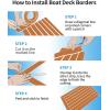 OCEANBROAD Boat Flooring EVA Foam Self-Adhesive 96”x45.6”/36”/28.8”/16.8” Faux Teak Marine Boat Decking Sheet for Jon Boats Yacht Floor(Brown with White Lines(Borders))