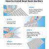 OCEANBROAD Boat Flooring EVA Foam Self-Adhesive 96”x45.6”/36”/28.8”/16.8” Faux Teak Marine Boat Decking Sheet for Jon Boats Yacht Floor(Gray with White Lines(Borders))