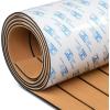 OCEANBROAD Boat Flooring EVA Foam Self-Adhesive 96”x45.6”/36”/28.8”/16.8” Faux Teak Marine Boat Decking Sheet for Jon Boats Yacht Floor(Camel Brown with Black Seam Lines)