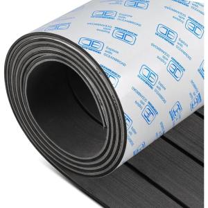 OCEANBROAD Boat Flooring EVA Foam Self-Adhesive 96”x45.6”/36”/28.8”/16.8” Faux Teak Marine Boat Decking Sheet for Jon Boats Yacht Floor(Dark Gray with Black Lines)