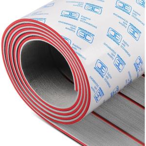 OCEANBROAD Boat Flooring EVA Foam Self-Adhesive 96”x45.6”/36”/28.8”/16.8” Faux Teak Marine Boat Decking Sheet for Jon Boats Yacht Floor(Gray with Red Lines)