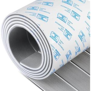 OCEANBROAD Boat Flooring EVA Foam Self-Adhesive 96”x45.6”/36”/28.8”/16.8” Faux Teak Marine Boat Decking Sheet for Jon Boats Yacht Floor(Gray with White Lines)