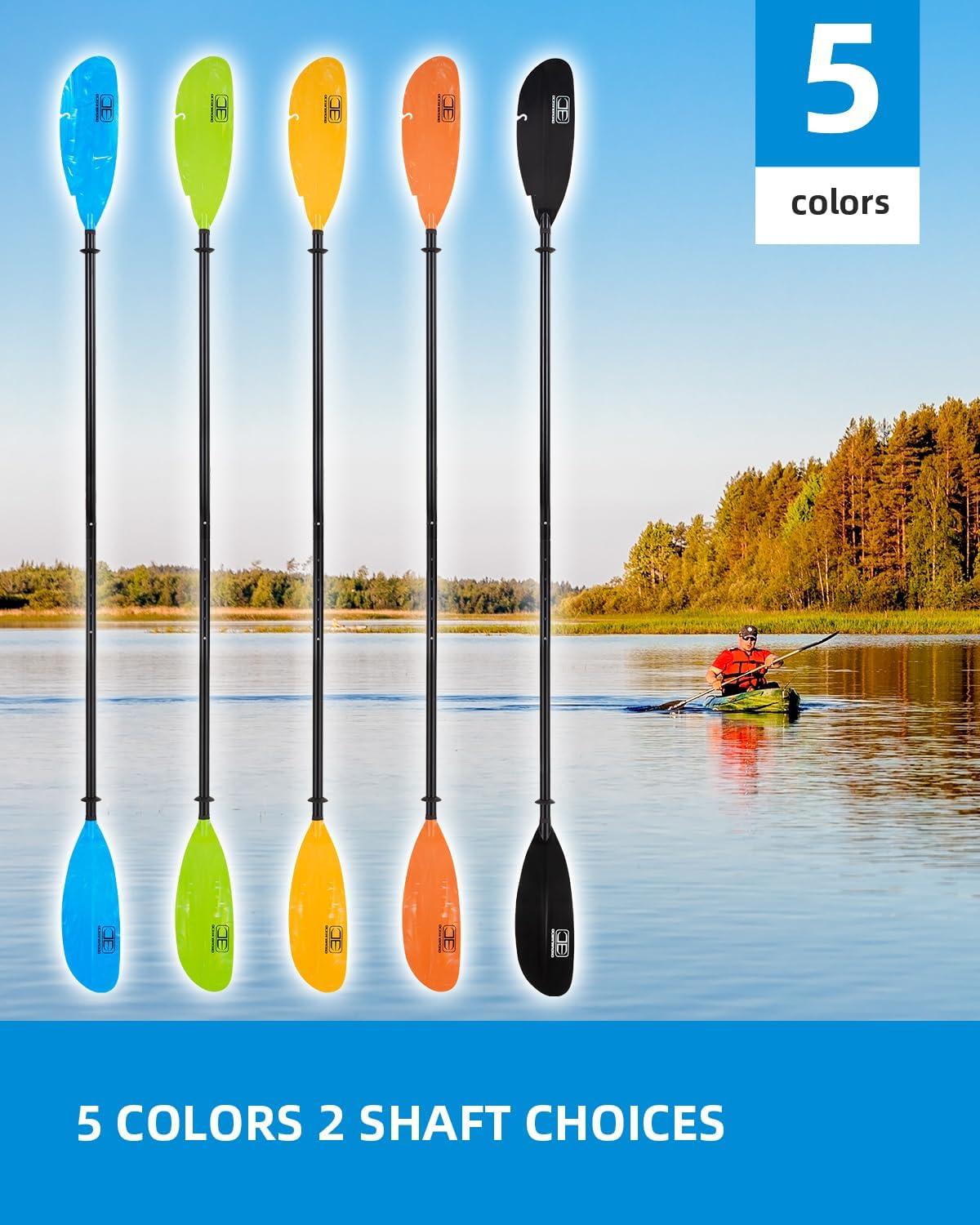 imageOCEANBROAD Adjustable Fishing Kayak Paddle 94in240cm98in250cm102in260cm Aluminum Alloy Shaft with Paddle LeashOrange
