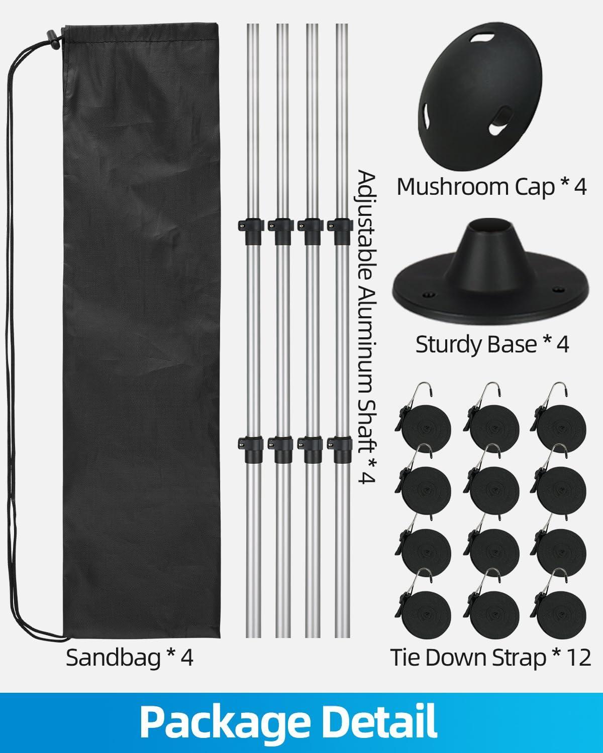 imageOCEANBROAD Boat Cover Support Poles Adjustable Telescoping Aluminum Universal Fit for Pontoon V Hull Jon Boats Waterproof Windproof Cover Support System with Straps 1 Pack4Pack