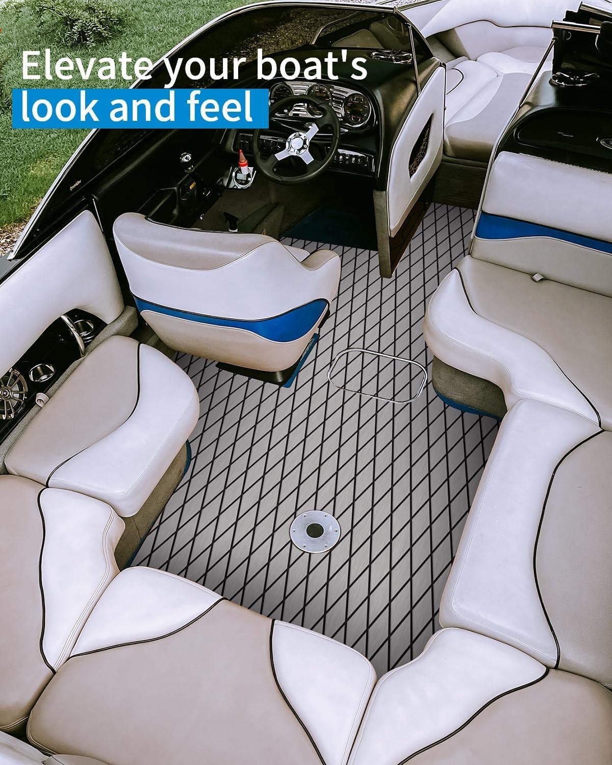 imageOCEANBROAD Diamond Pattern Boat Flooring SelfAdhesive EVA Foam Marine Decking NonSlip Sheet for BoatsGray with Black Lines