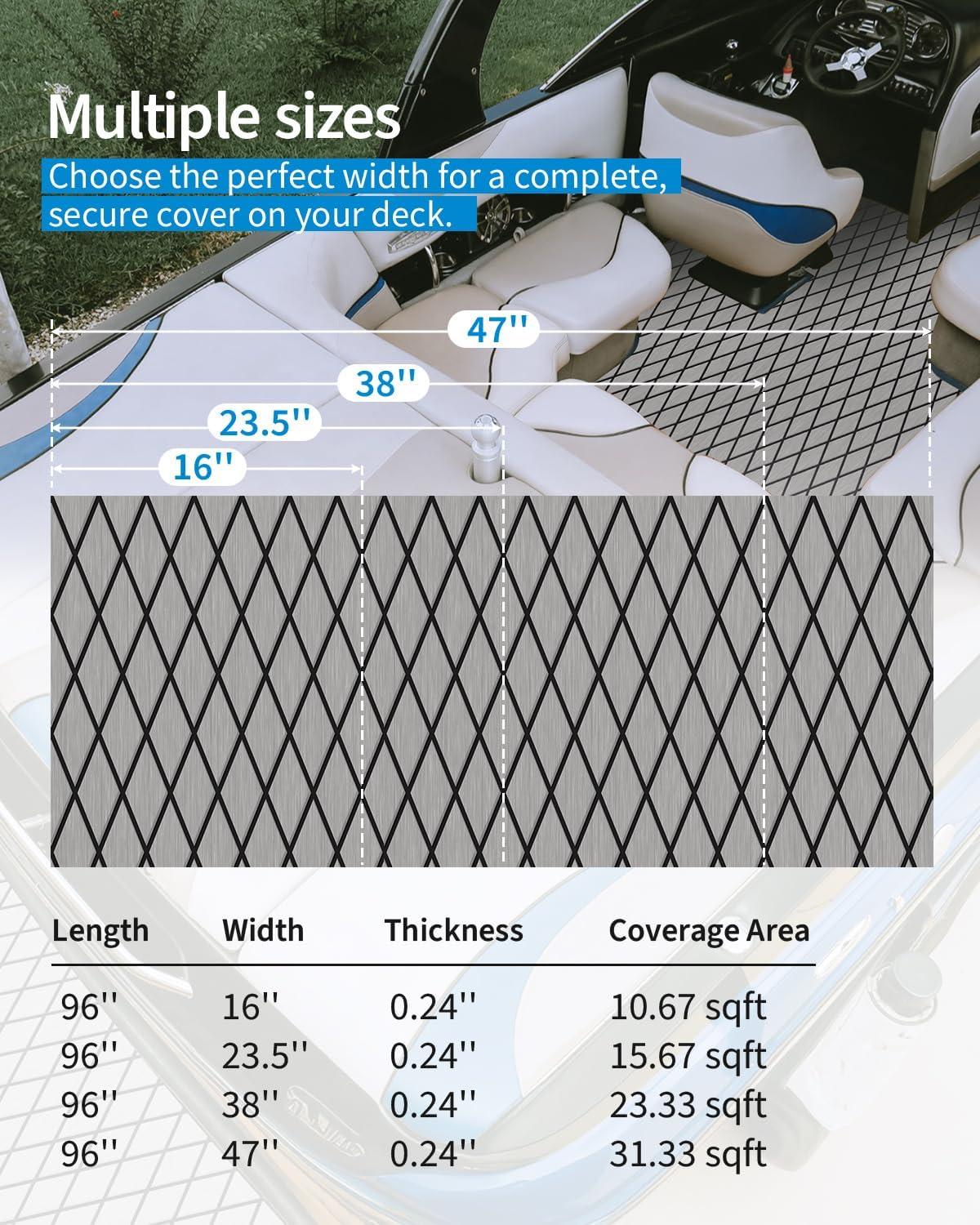 imageOCEANBROAD Diamond Pattern Boat Flooring SelfAdhesive EVA Foam Marine Decking NonSlip Sheet for BoatsGray with Black Lines