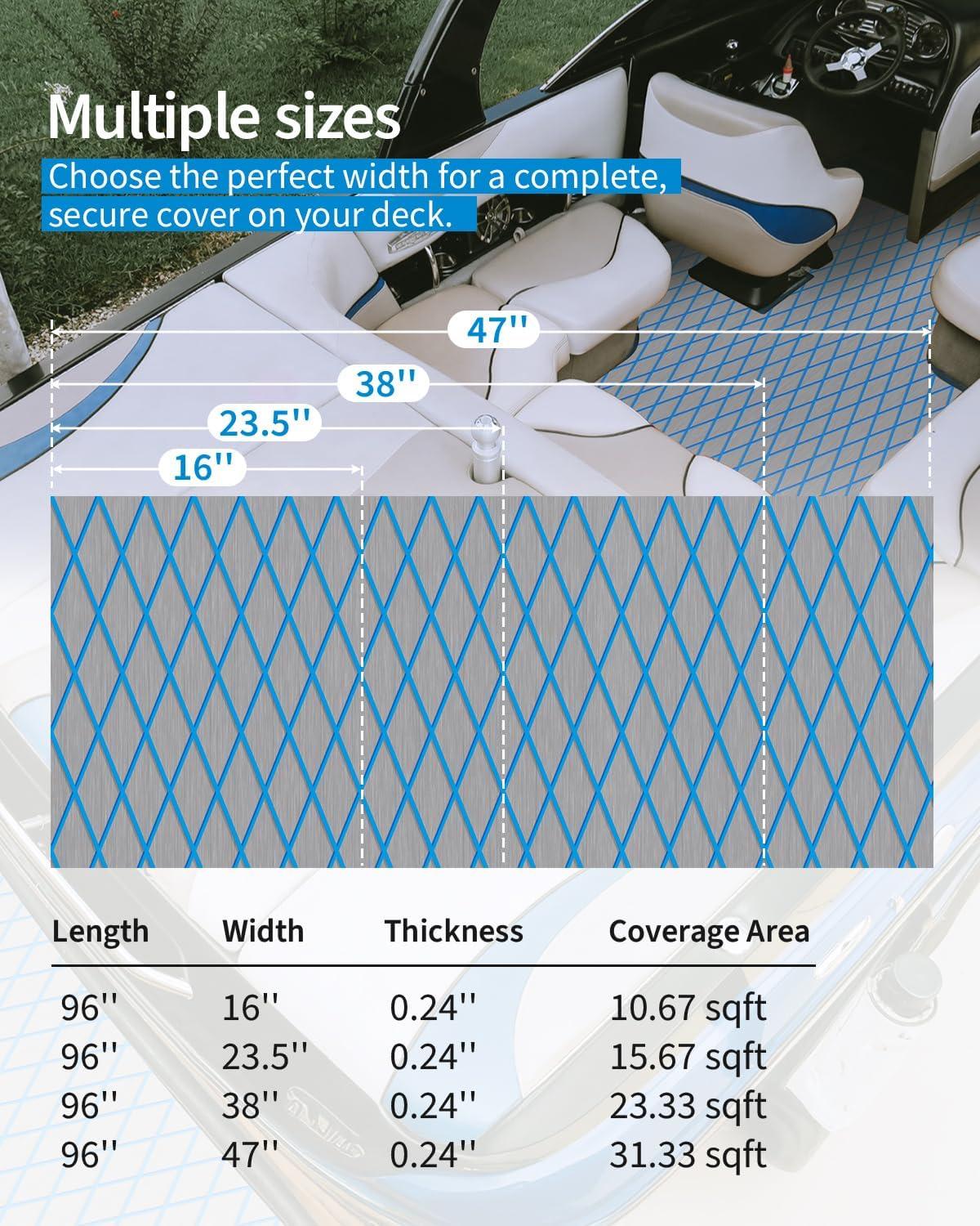 imageOCEANBROAD Diamond Pattern Boat Flooring SelfAdhesive EVA Foam Marine Decking NonSlip Sheet for BoatsGray with Blue Lines