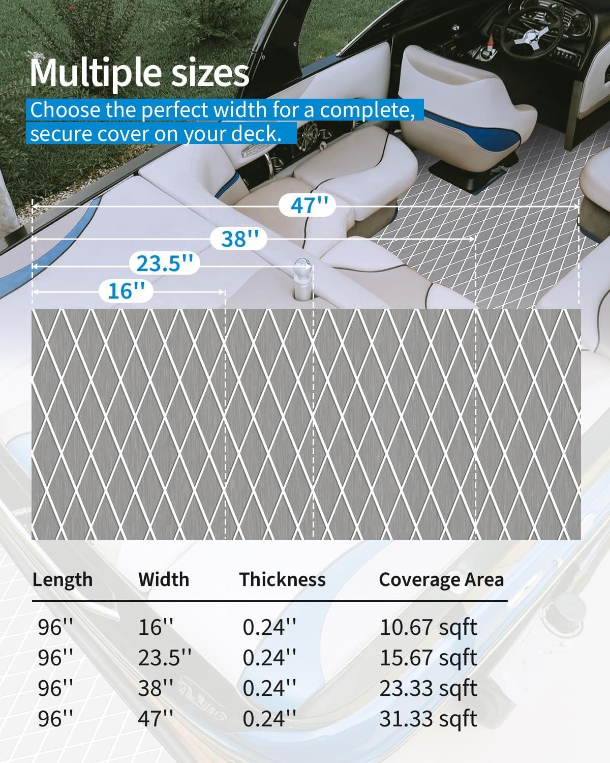 imageOCEANBROAD Diamond Pattern Boat Flooring SelfAdhesive EVA Foam Marine Decking NonSlip Sheet for BoatsGray with White Lines