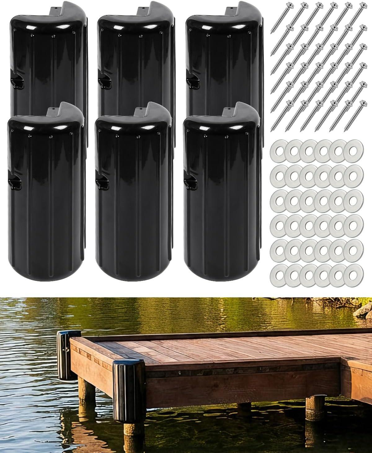 imageOCEANBROAD Dock Corner Bumpers HeavyDuty Marine Guard for Dock Corner amp Edge Protection UVResistant PVC with Stainless Steel Hardware Vertical Installation for Straight CornersBlack