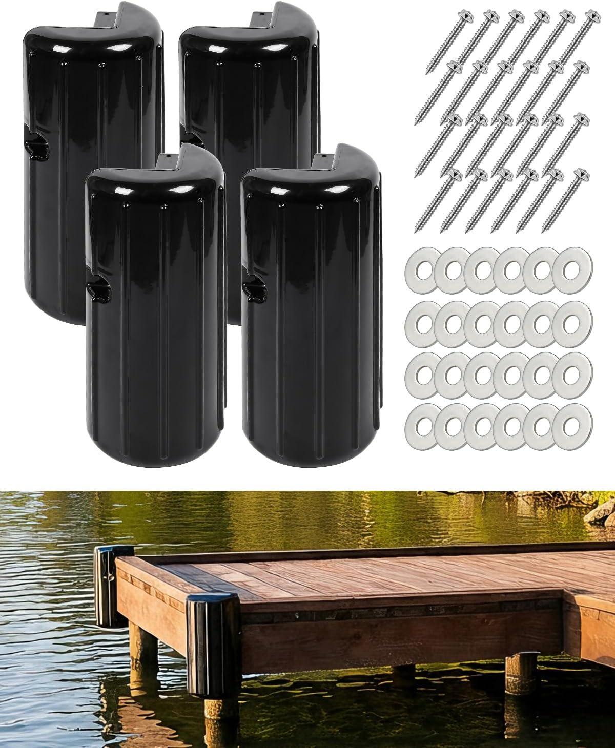 imageOCEANBROAD Dock Corner Bumpers HeavyDuty Marine Guard for Dock Corner amp Edge Protection UVResistant PVC with Stainless Steel Hardware Vertical Installation for Straight CornersBlack