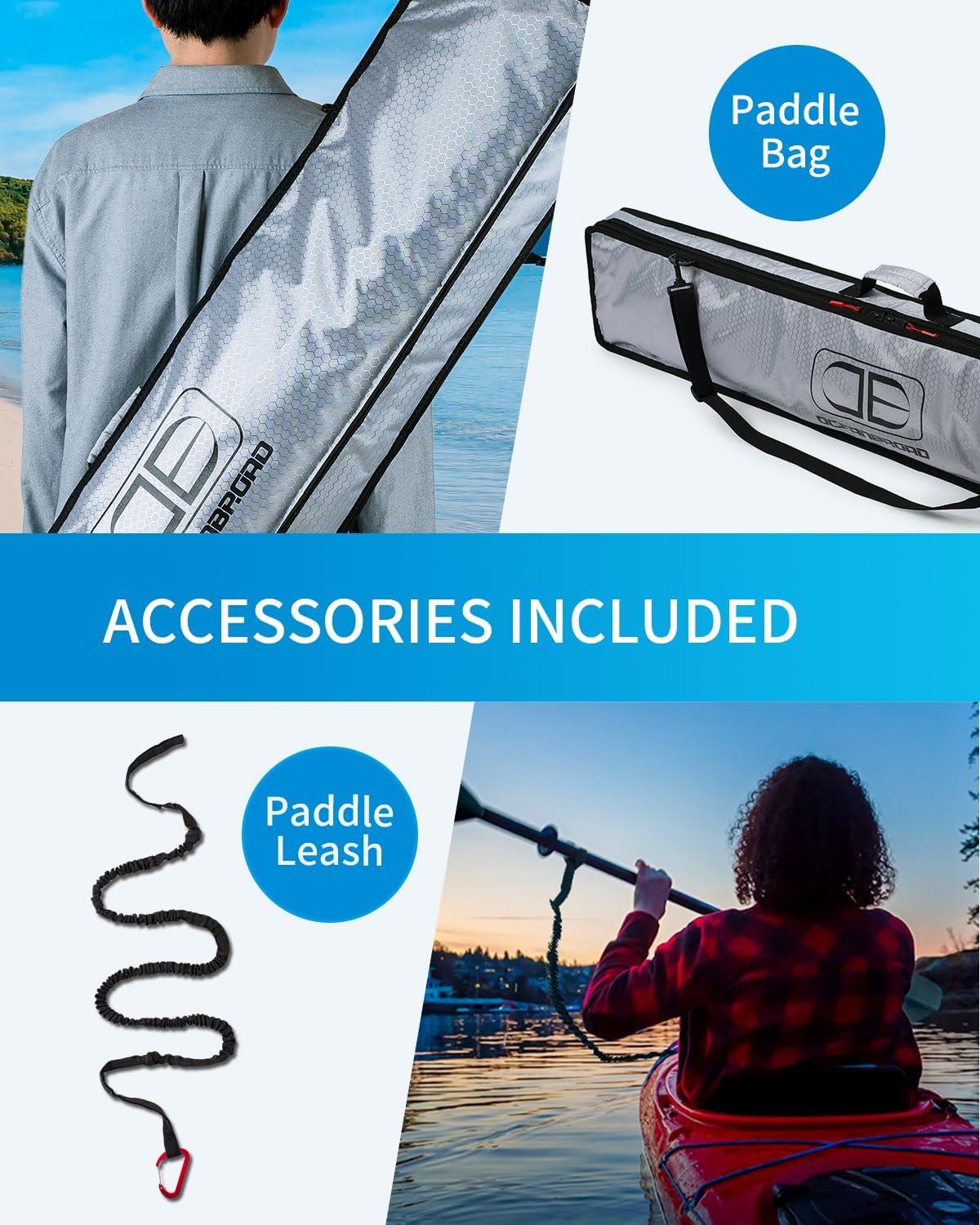 imageOCEANBROAD Full Carbon Fiber Adjustable Kayak Paddle 2Piece with Paddle Bag and Paddle Leash86in905in220cm230cm