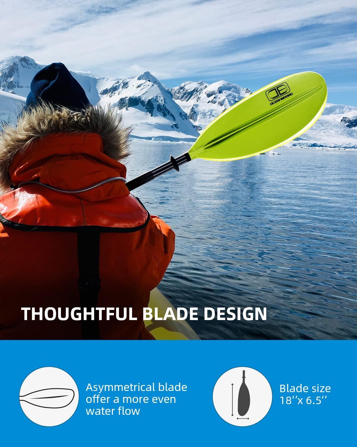 imageOCEANBROAD Kayak Paddle 86in218cm 905in230cm 95in241cm Alloy Shaft Kayaking Boating Canoeing Oar with Paddle LeashGreen