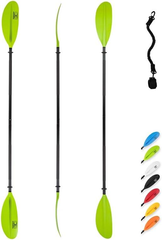 imageOCEANBROAD Kayak Paddle 86in218cm 905in230cm 95in241cm Alloy Shaft Kayaking Boating Canoeing Oar with Paddle LeashGreen