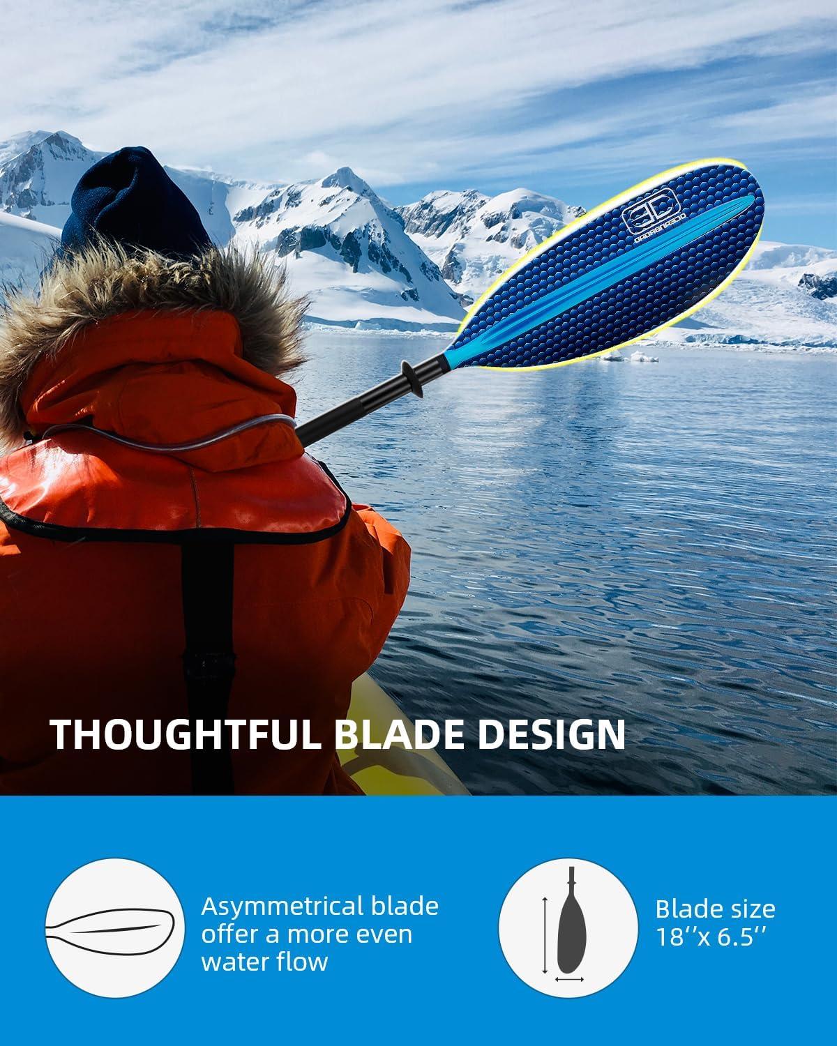 imageOCEANBROAD Kayak Paddle 86in218cm 905in230cm 95in241cm Alloy Shaft Kayaking Boating Canoeing Oar with Paddle LeashHexaGradient Blue