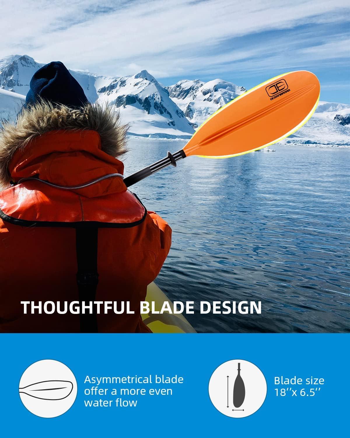 imageOCEANBROAD Kayak Paddle 86in218cm 905in230cm 95in241cm Alloy Shaft Kayaking Boating Canoeing Oar with Paddle LeashOrange