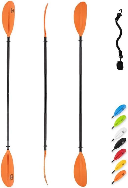 imageOCEANBROAD Kayak Paddle 86in218cm 905in230cm 95in241cm Alloy Shaft Kayaking Boating Canoeing Oar with Paddle LeashOrange