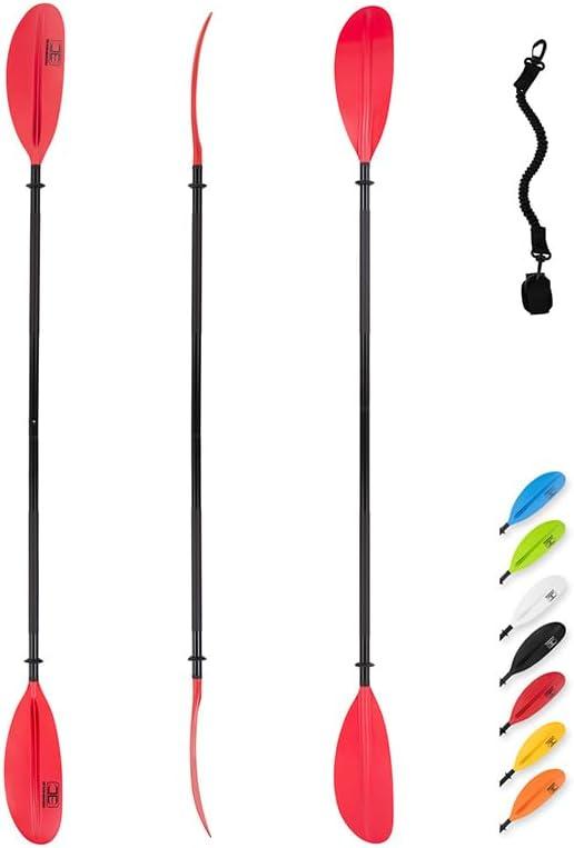 imageOCEANBROAD Kayak Paddle 86in218cm 905in230cm 95in241cm Alloy Shaft Kayaking Boating Canoeing Oar with Paddle LeashRed