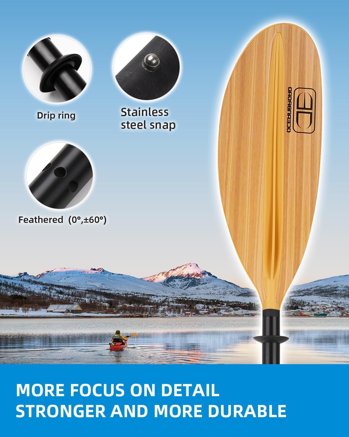 imageOCEANBROAD Kayak Paddle 86in218cm 905in230cm 95in241cm Alloy Shaft Kayaking Boating Canoeing Oar with Paddle LeashWood Print