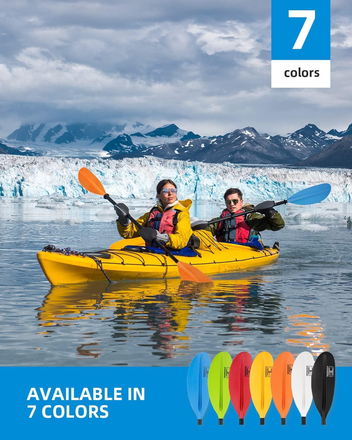 imageOCEANBROAD Kayak Paddle 86in218cm 905in230cm 95in241cm Alloy Shaft Kayaking Boating Canoeing Oar with Paddle LeashYellow