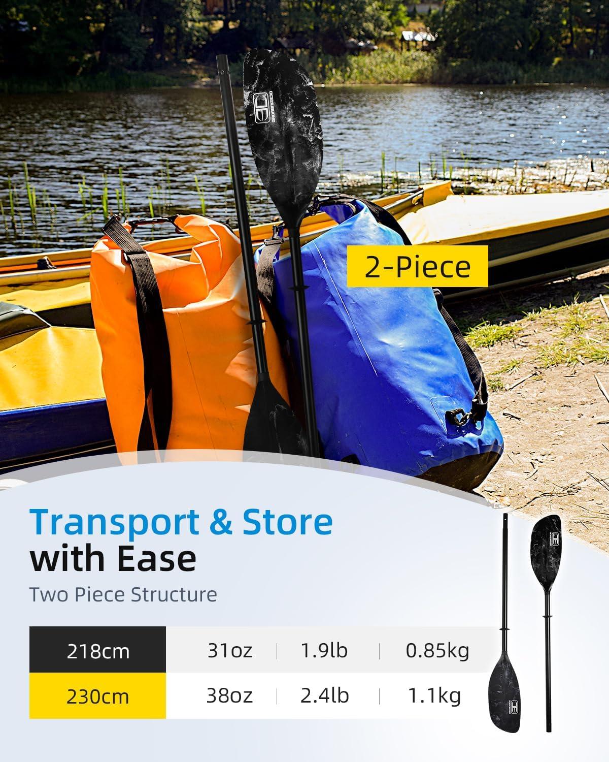 imageOCEANBROAD Kayak Paddle 86in218cm 905in230cm Alloy Shaft 2Piece Floatable Kayak Oar for Kayaking Canoeing BoatingBlack Mist
