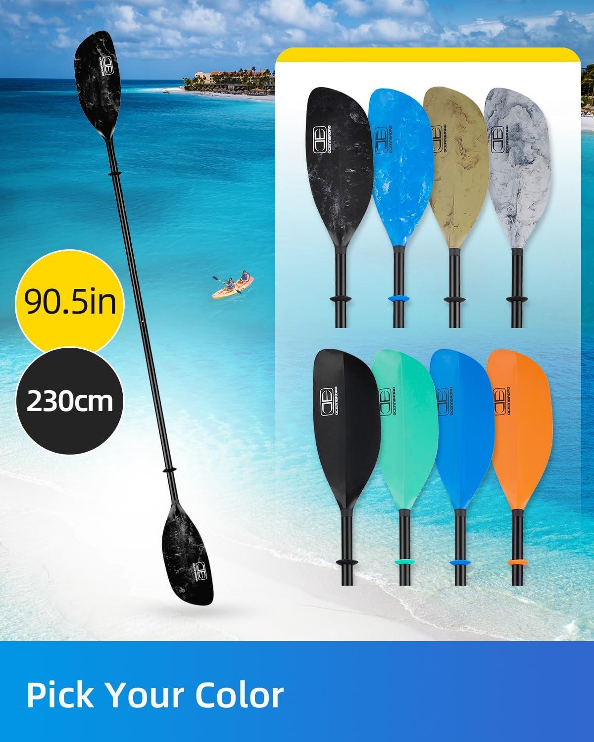 imageOCEANBROAD Kayak Paddle 86in218cm 905in230cm Alloy Shaft 2Piece Floatable Kayak Oar for Kayaking Canoeing BoatingBlack Mist
