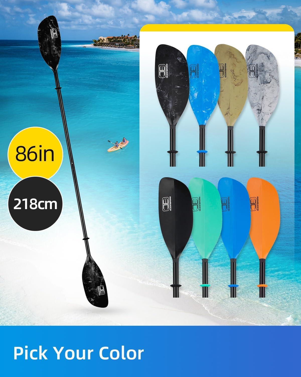 imageOCEANBROAD Kayak Paddle 86in218cm 905in230cm Alloy Shaft 2Piece Floatable Kayak Oar for Kayaking Canoeing BoatingBlack Mist