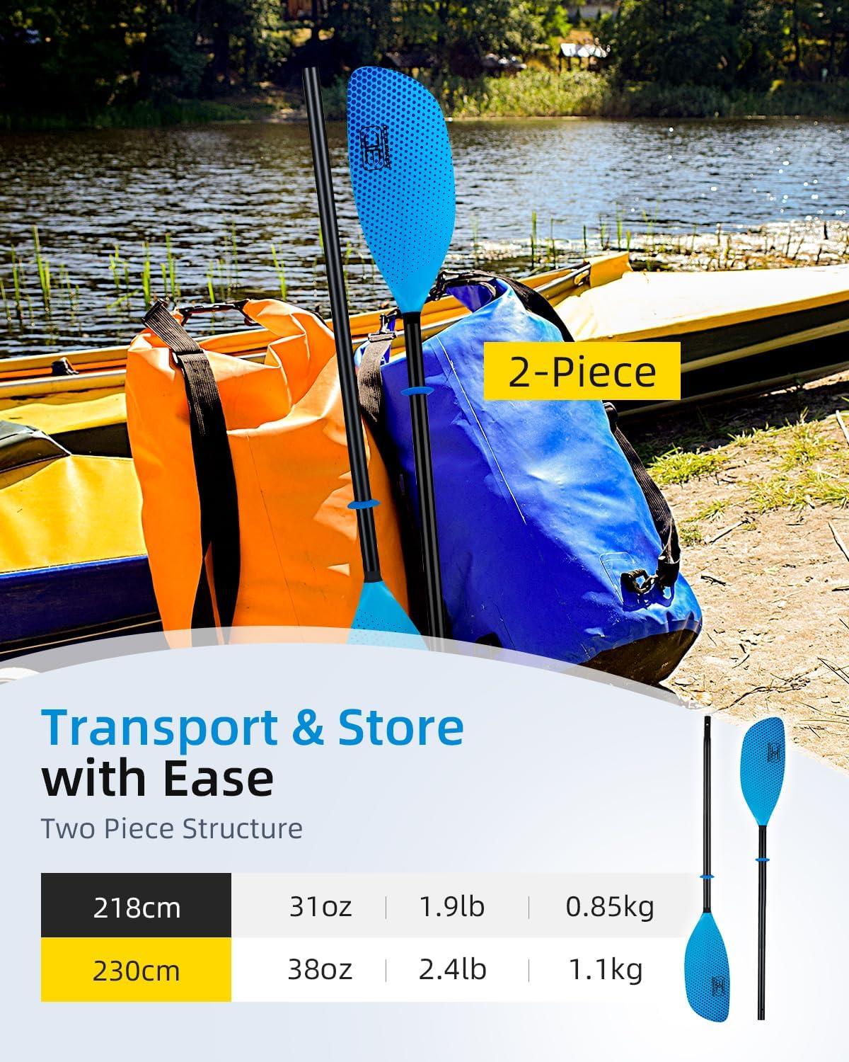imageOCEANBROAD Kayak Paddle 86in218cm 905in230cm Alloy Shaft 2Piece Floatable Kayak Oar for Kayaking Canoeing BoatingBlue Bubbles