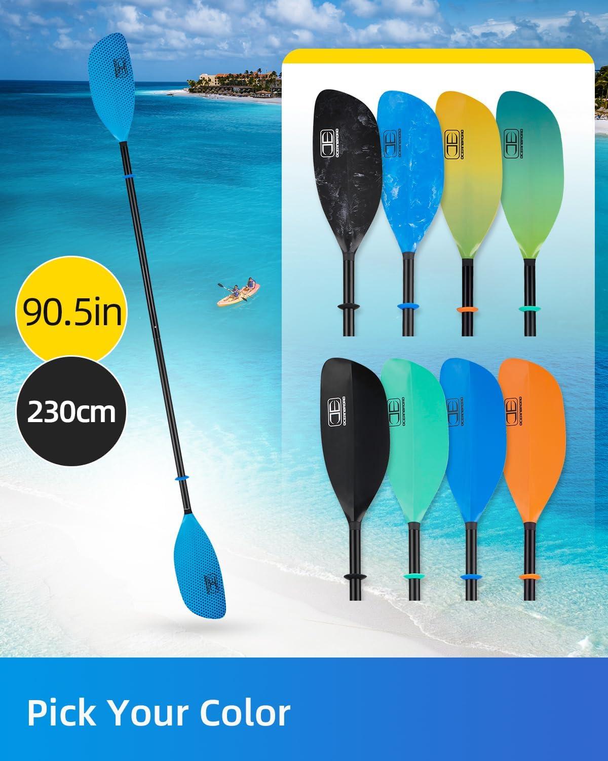 imageOCEANBROAD Kayak Paddle 86in218cm 905in230cm Alloy Shaft 2Piece Floatable Kayak Oar for Kayaking Canoeing BoatingBlue Bubbles
