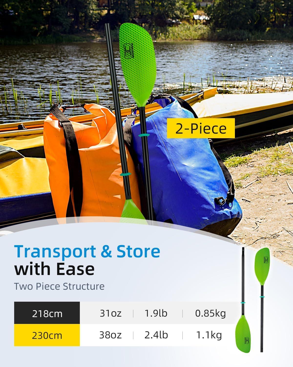 imageOCEANBROAD Kayak Paddle 86in218cm 905in230cm Alloy Shaft 2Piece Floatable Kayak Oar for Kayaking Canoeing BoatingGreen Bubbles