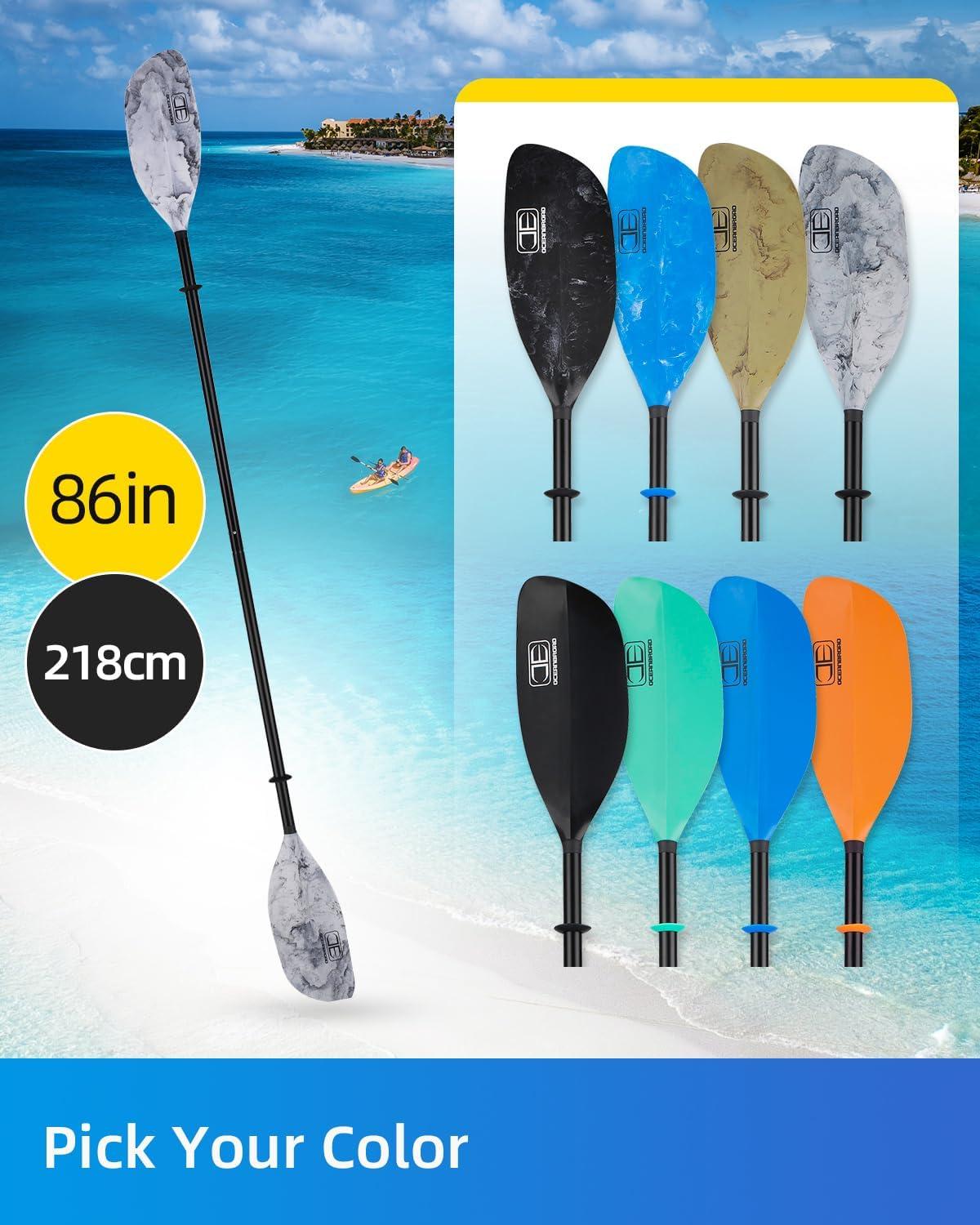 imageOCEANBROAD Kayak Paddle 86in218cm 905in230cm Alloy Shaft 2Piece Floatable Kayak Oar for Kayaking Canoeing BoatingInk Diffusion