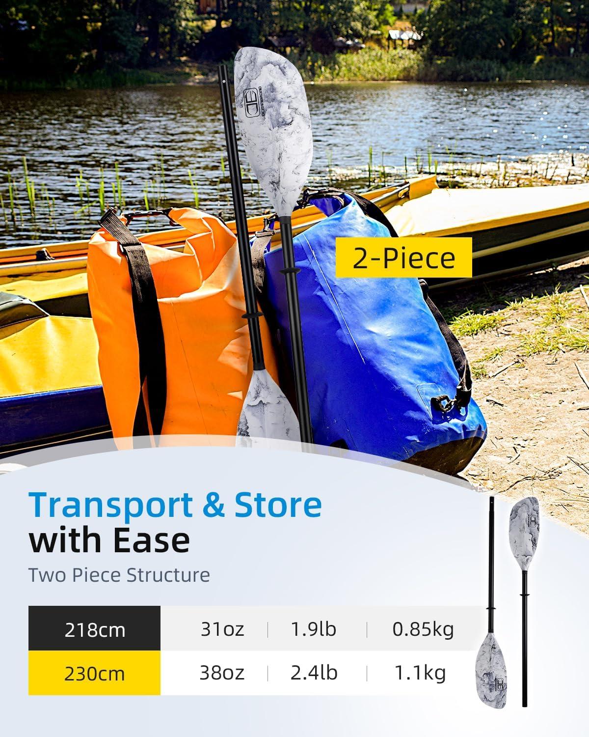 imageOCEANBROAD Kayak Paddle 86in218cm 905in230cm Alloy Shaft 2Piece Floatable Kayak Oar for Kayaking Canoeing BoatingInk Diffusion