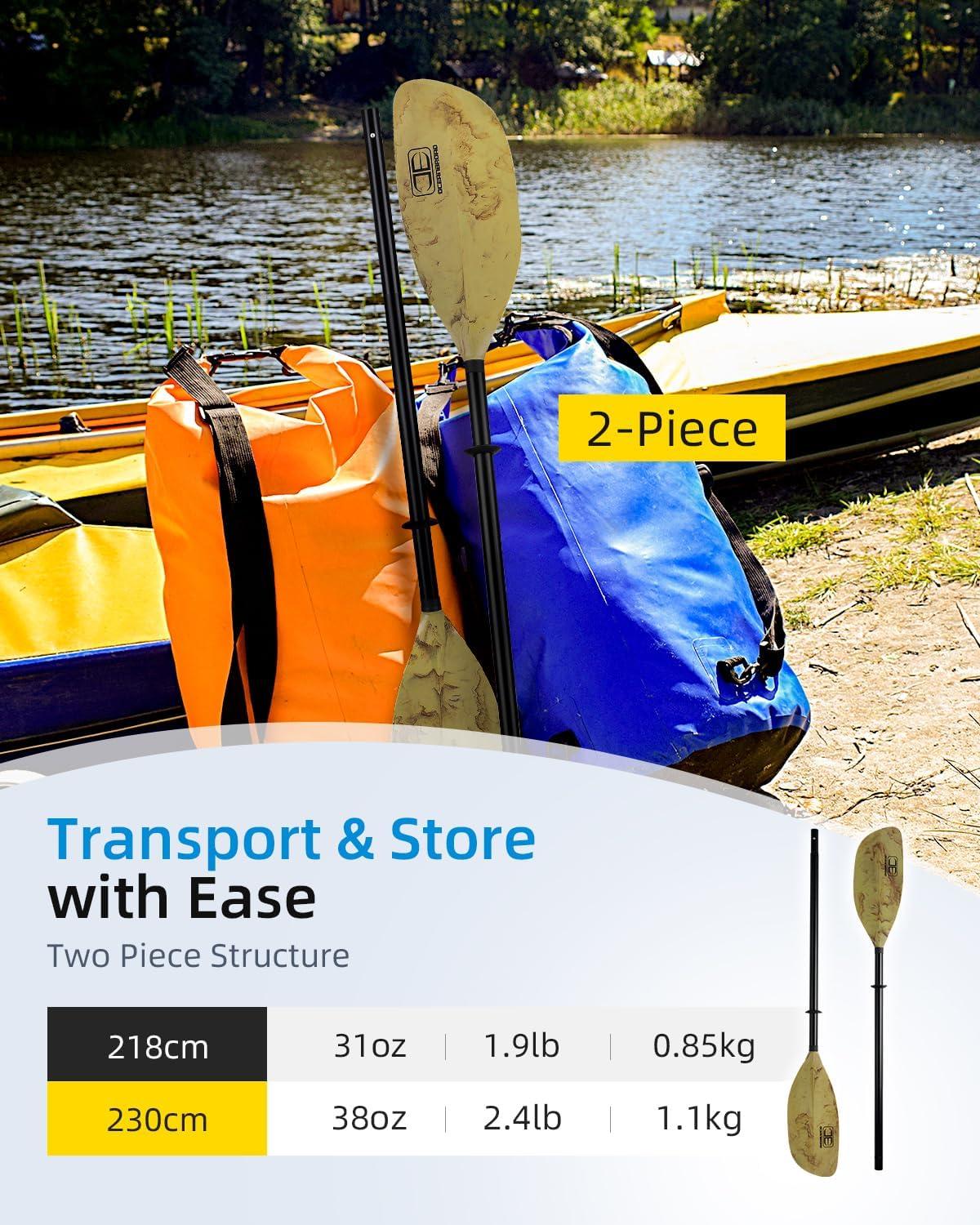 imageOCEANBROAD Kayak Paddle 86in218cm 905in230cm Alloy Shaft 2Piece Floatable Kayak Oar for Kayaking Canoeing BoatingOlive Oasis