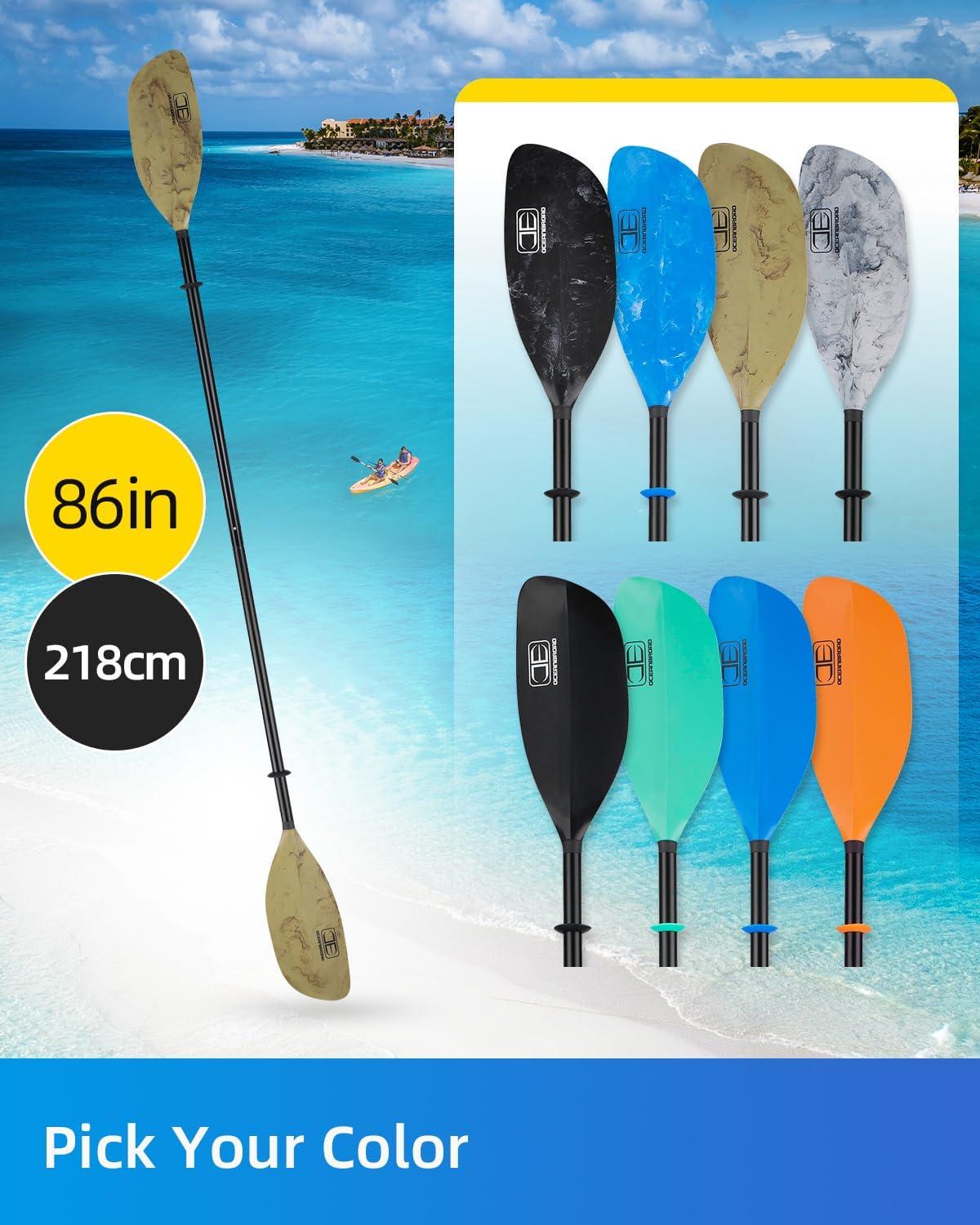 imageOCEANBROAD Kayak Paddle 86in218cm 905in230cm Alloy Shaft 2Piece Floatable Kayak Oar for Kayaking Canoeing BoatingOlive Oasis
