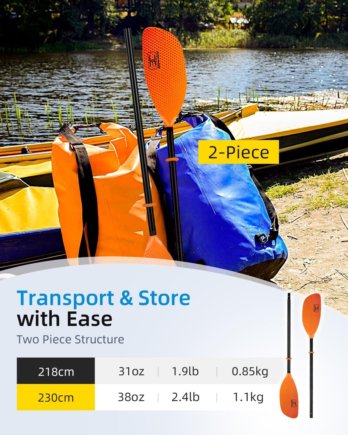 imageOCEANBROAD Kayak Paddle 86in218cm 905in230cm Alloy Shaft 2Piece Floatable Kayak Oar for Kayaking Canoeing BoatingOrange Bubbles