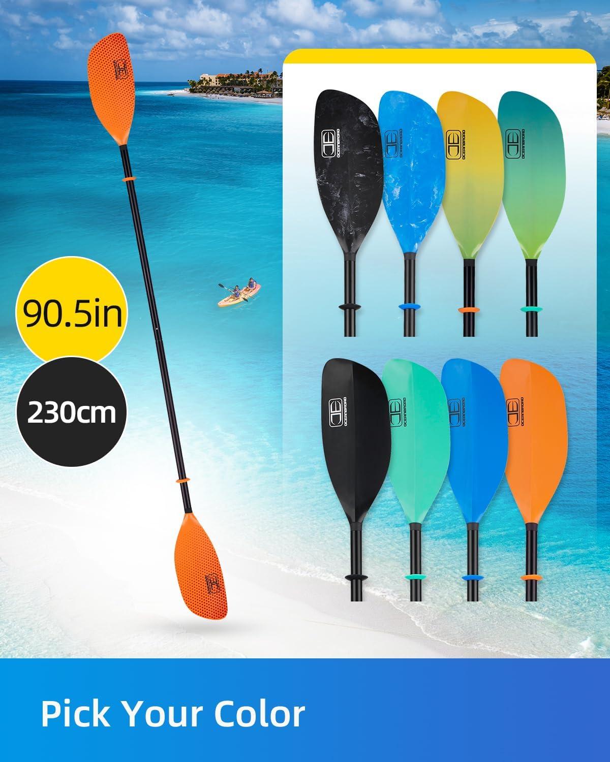 imageOCEANBROAD Kayak Paddle 86in218cm 905in230cm Alloy Shaft 2Piece Floatable Kayak Oar for Kayaking Canoeing BoatingOrange Bubbles