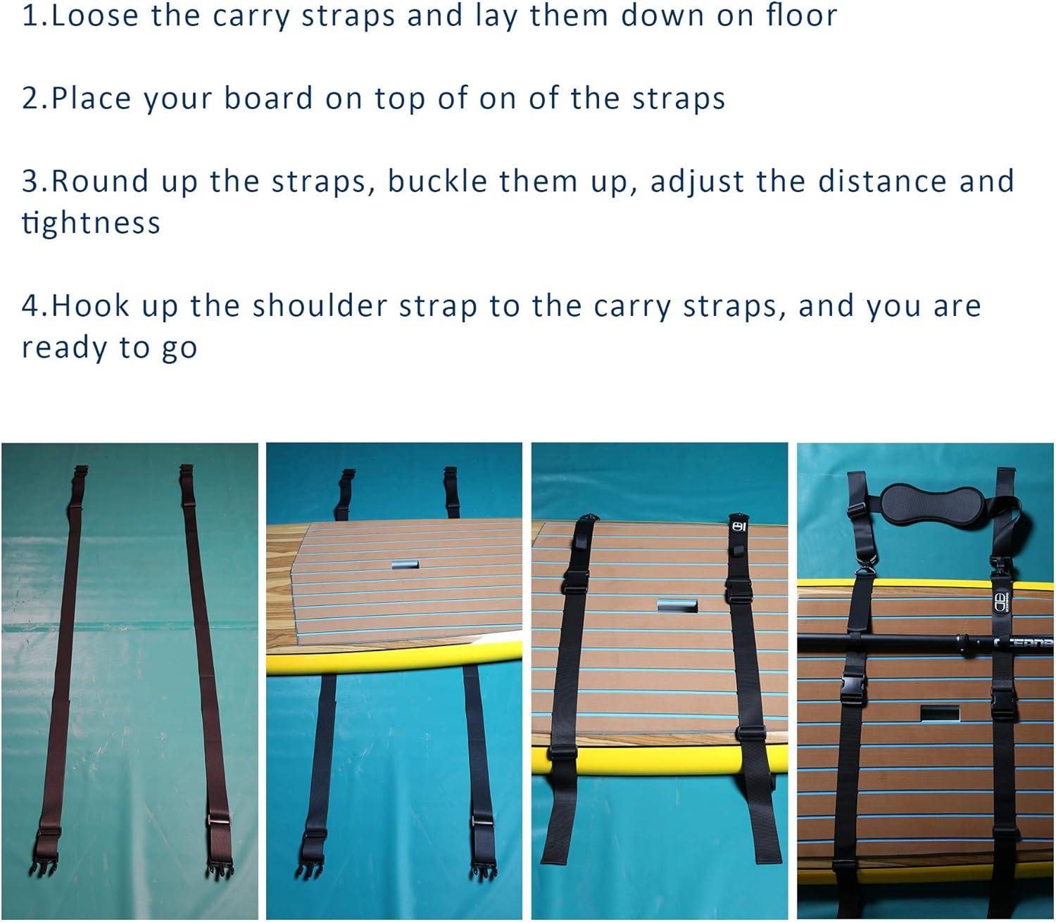 imageOCEANBROAD SUP Kayak Carry Strap Adjustable Shoulder Strap with Clips New Version for Paddle Board Canoe Surfboard Paddleboard Paddle Board Accessories