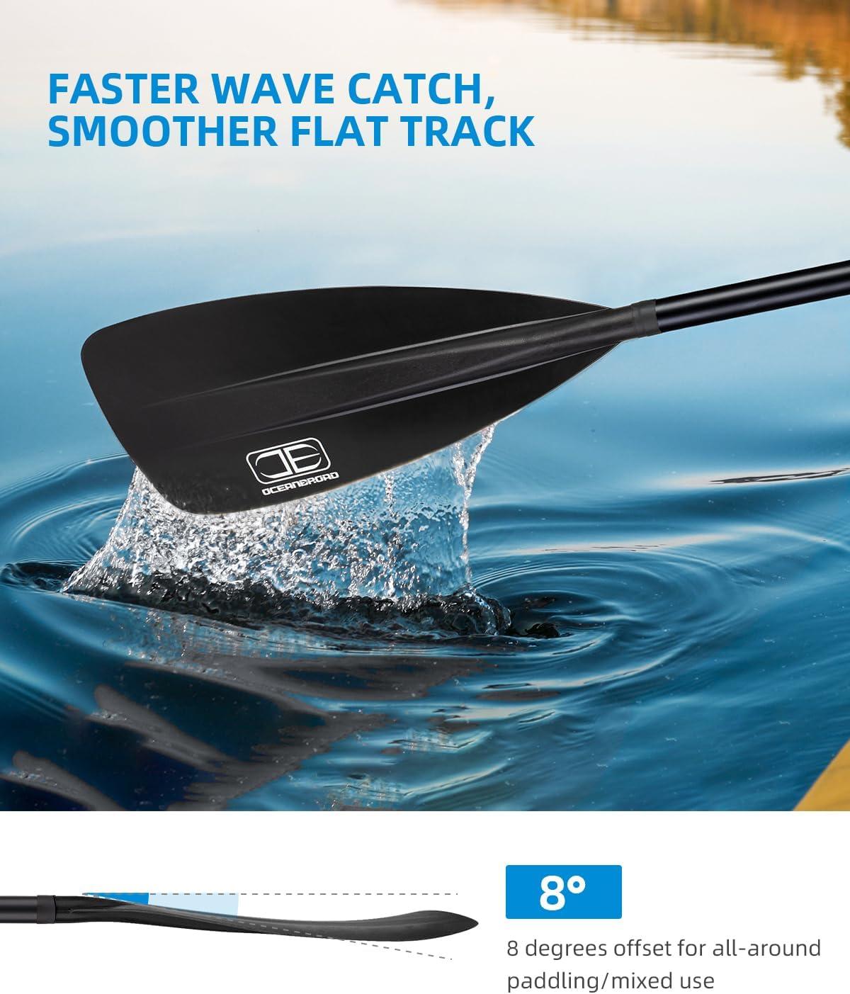 imageOCEANBROAD SUP Paddle Adjustable StandUp Paddle for Paddleboard Kayak Adjustable Aluminum Alloy Shaft with Reinforced Nylon Blades3 pcsBlack