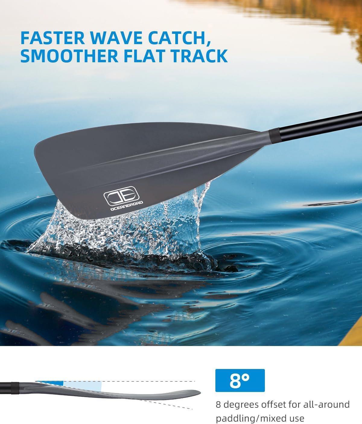 imageOCEANBROAD SUP Paddle Adjustable StandUp Paddle for Paddleboard Kayak Adjustable Aluminum Alloy Shaft with Reinforced Nylon Blades3 pcsGray