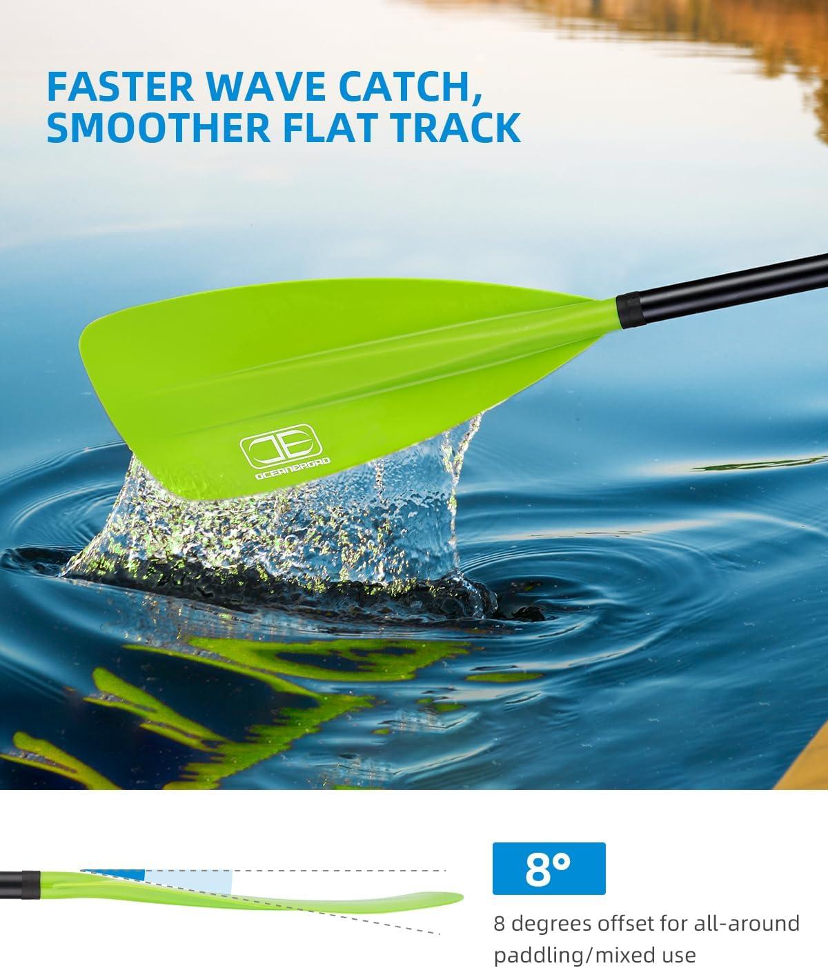 imageOCEANBROAD SUP Paddle Adjustable StandUp Paddle for Paddleboard Kayak Adjustable Aluminum Alloy Shaft with Reinforced Nylon Blades3 pcsGreen