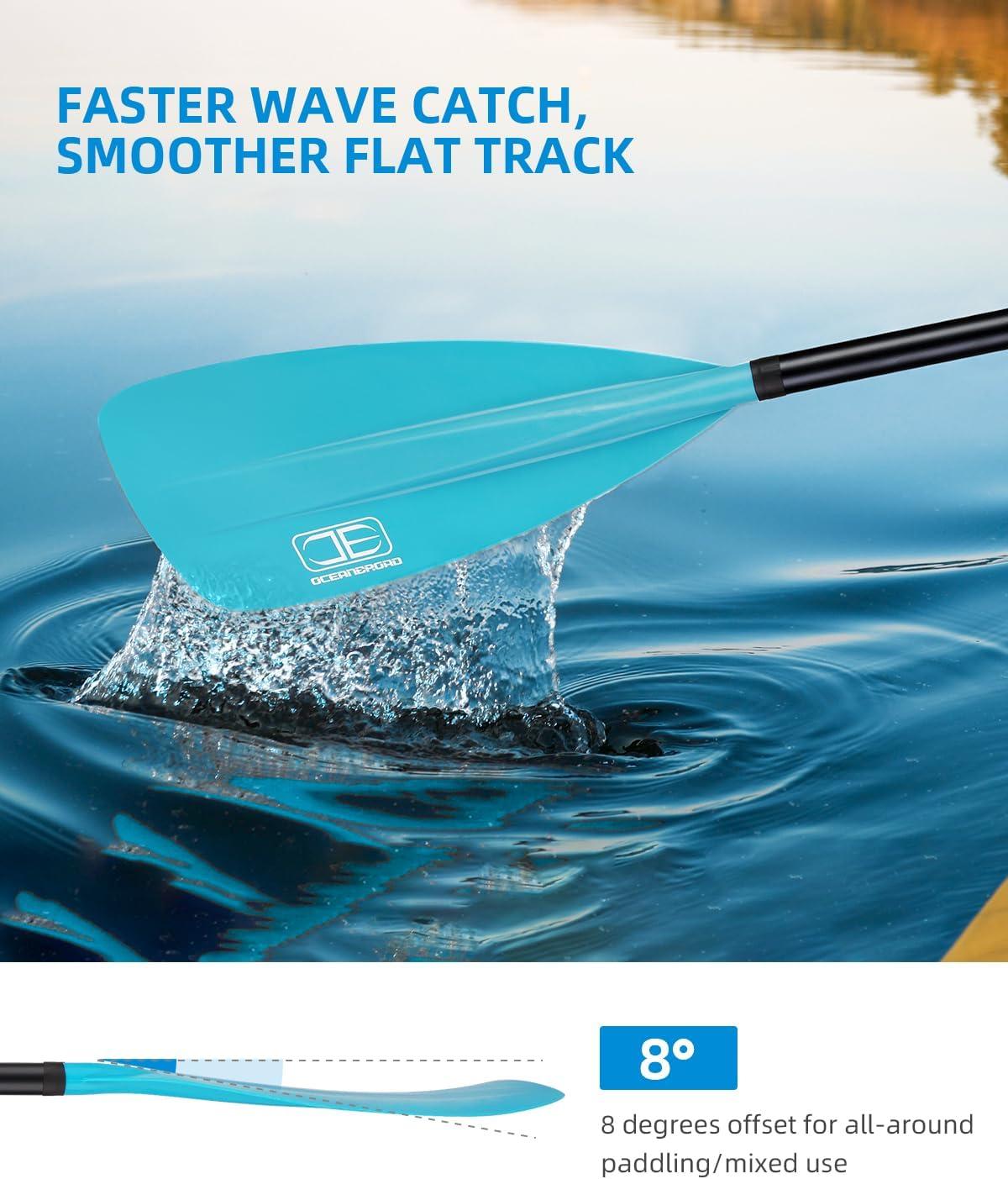 imageOCEANBROAD SUP Paddle Adjustable StandUp Paddle for Paddleboard Kayak Adjustable Aluminum Alloy Shaft with Reinforced Nylon Blades4 pcsBlue