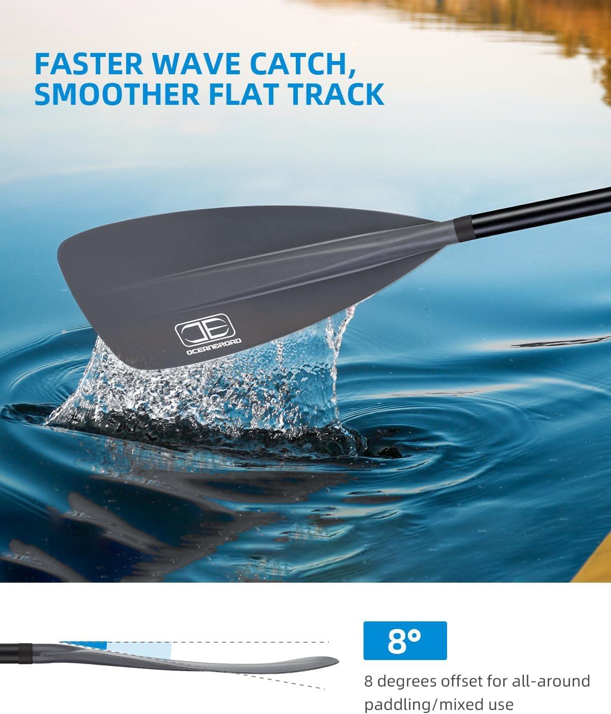 imageOCEANBROAD SUP Paddle Adjustable StandUp Paddle for Paddleboard Kayak Adjustable Aluminum Alloy Shaft with Reinforced Nylon Blades4 pcsGray