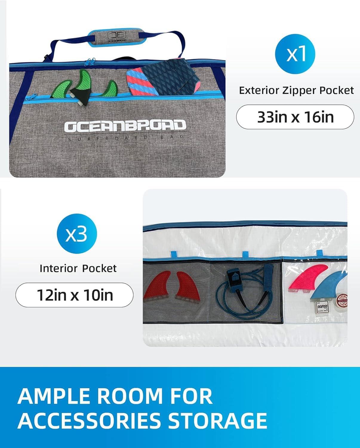 imageOCEANBROAD Surfboard Longboard Travel Bag Double for 2 Boards 60 66 70 76 80 86 90 96 10066 x 22 x 6